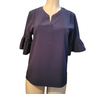 Chicos Women's Black Top Ruffled Sleeves Size 6